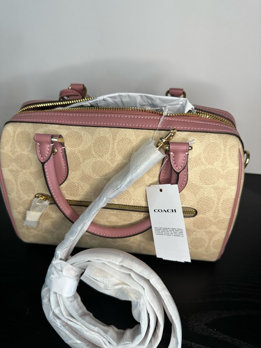 Coach Signature Sand and Peony Heart Charm Medium Rowan NWT CDB21 - Picture 10 of 12